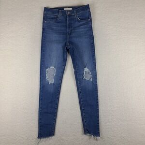 Levi's Jeans Womens 29x30 Blue Mile high Super Skinny Fray Medium Wash Denim‎